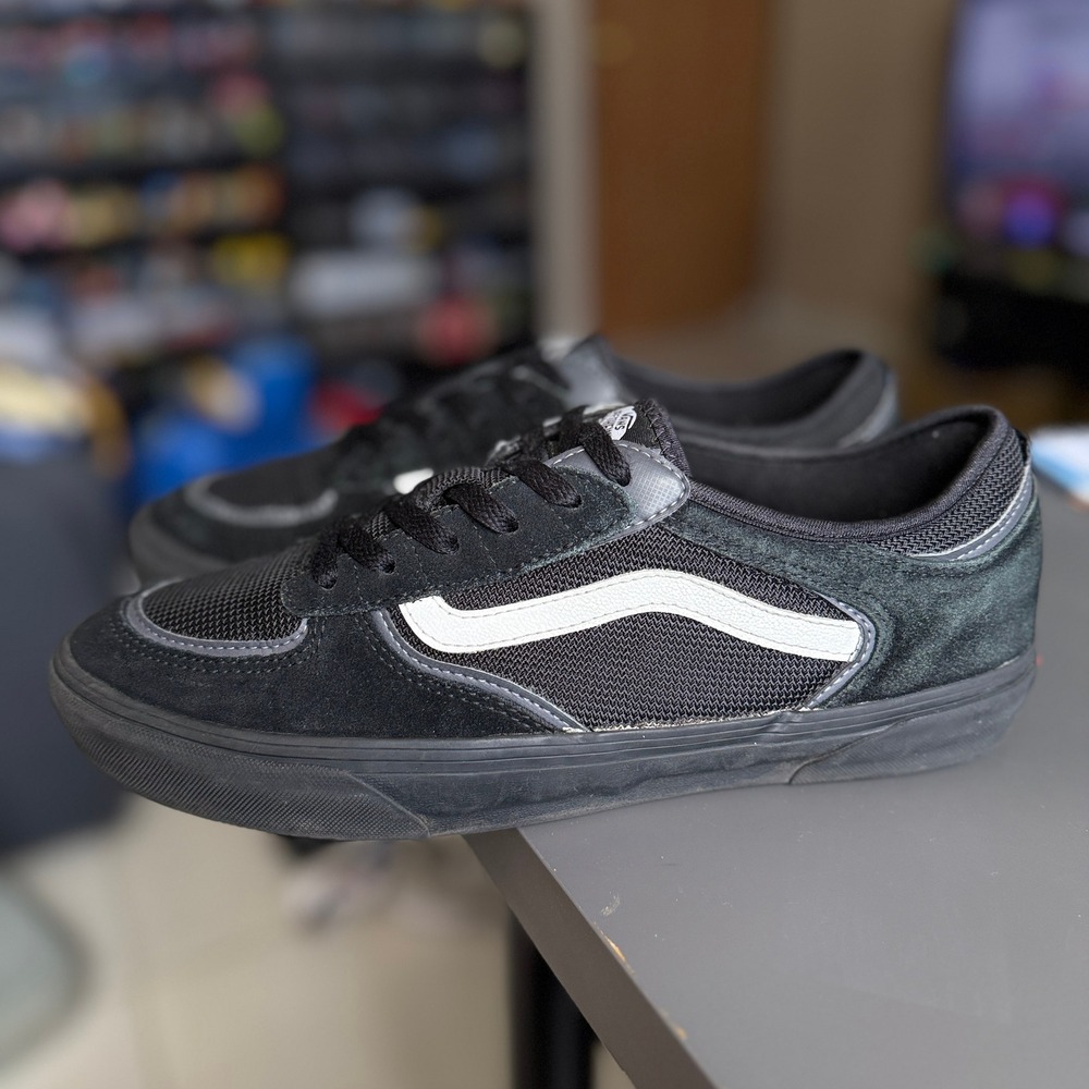 Vans Rowley Pro Mens 10 Black White Suede Mesh Skate Shoes 66/99